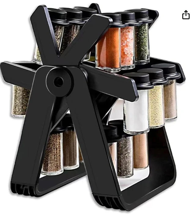 𝘼𝙧𝙖𝙗𝙞𝙖𝙣 𝙑𝙖𝙪𝙡𝙩™ 18 Jar Rotating Spice Jar – طقم بهارات دوار 18 برطمان